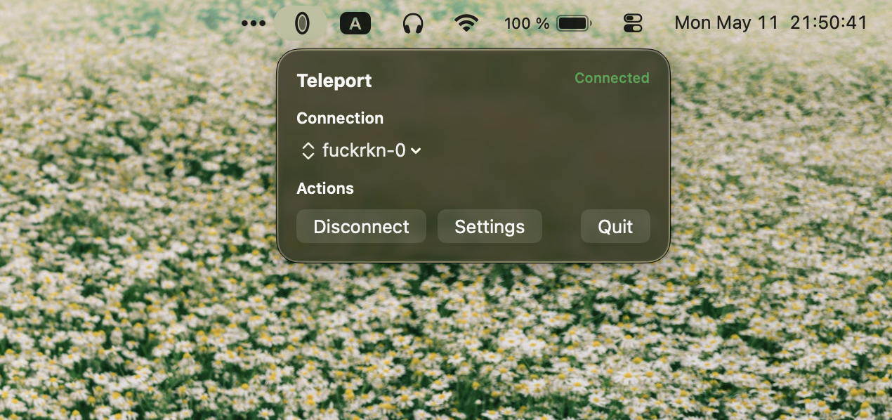 Демонстрация приложения в menu bar